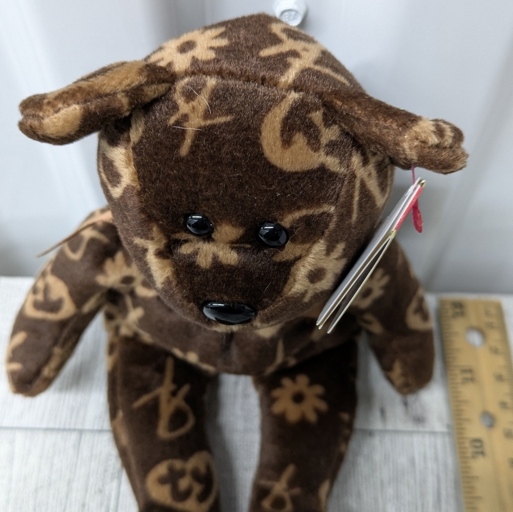Ty Signature Brown Floral Stuffed Bear - Picture 3 of 5